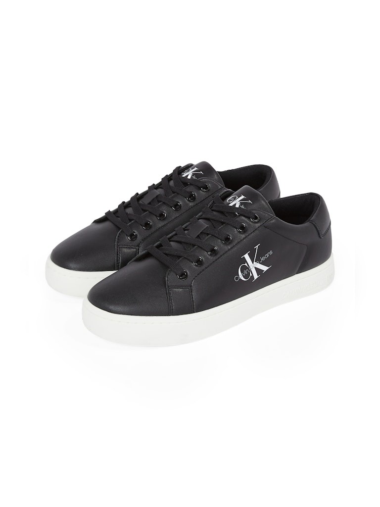 Calvin Klein Deri Siyah Erkek Kısa Taban Sneakers - YM0YM00491BDS