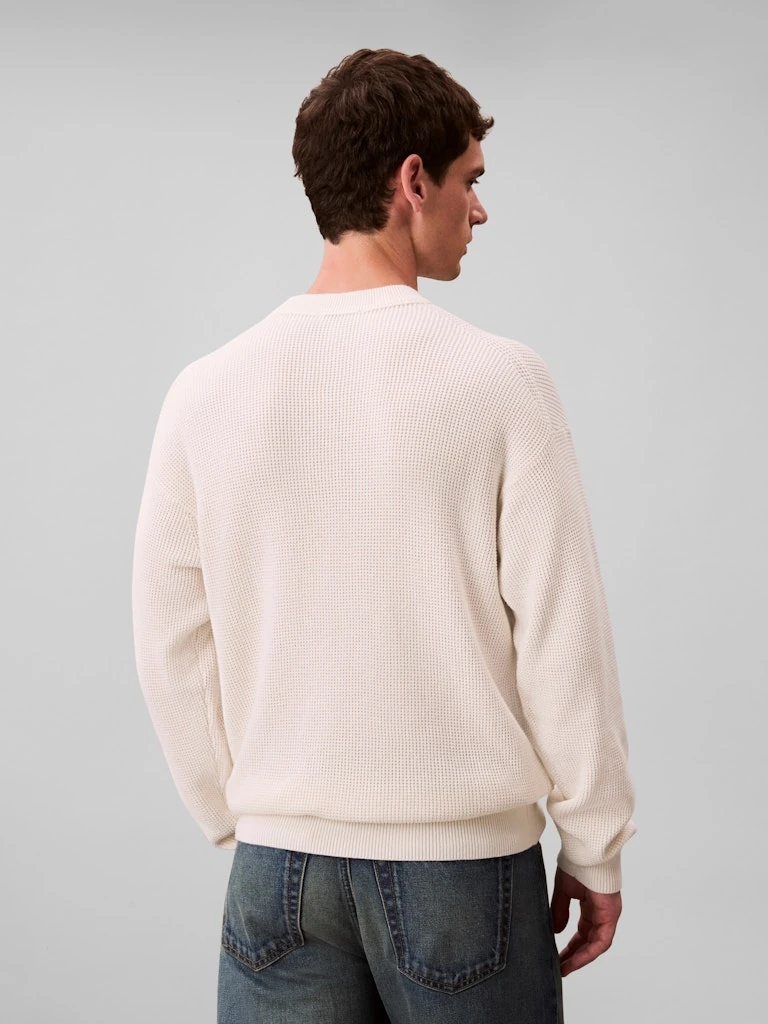 Calvin Klein Erkek Beyaz Pamuk O Yaka Triko