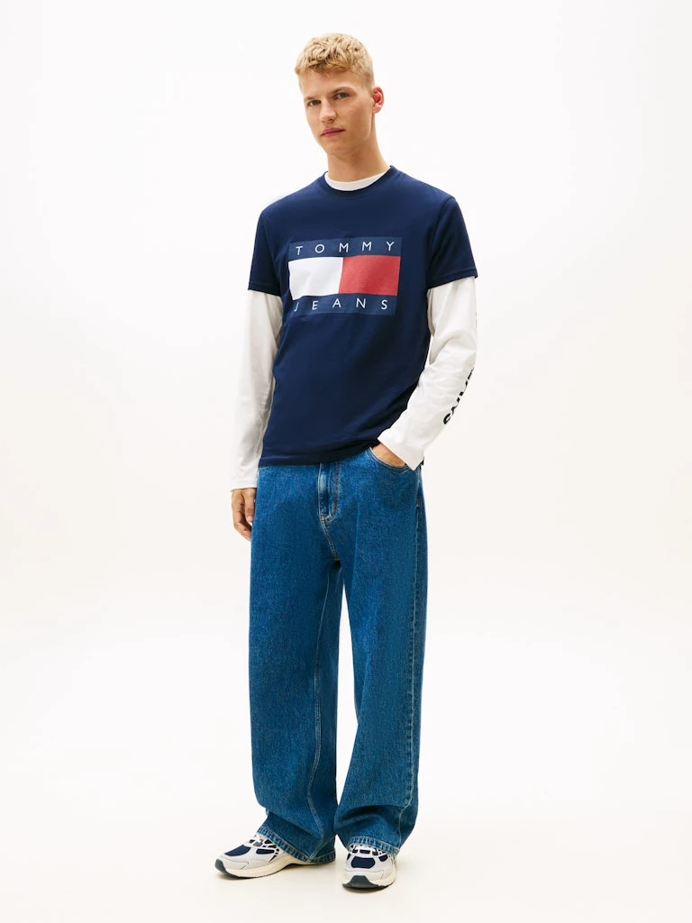 Tommy Hilfiger Erkek Lacivert Pamuk 0 Yaka Kısa Kolu T-Shirt