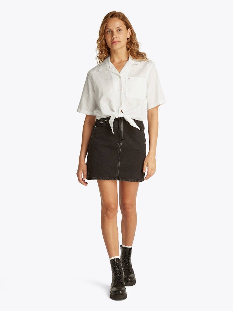 Tommy Hilfiger Pamuk Beyaz Kadın Kısa Kollu Gömlek