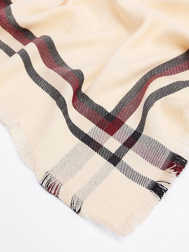 Tommy Hilfiger Pamuk Bej Kadın Desenli Şal - AW0AW17351AA8