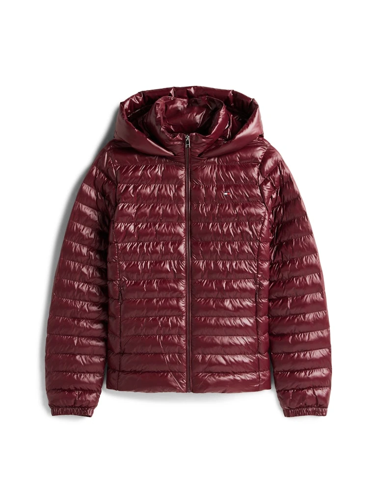 Tommy Hilfiger Kadın Bordo Padded Kapşonlu Mont