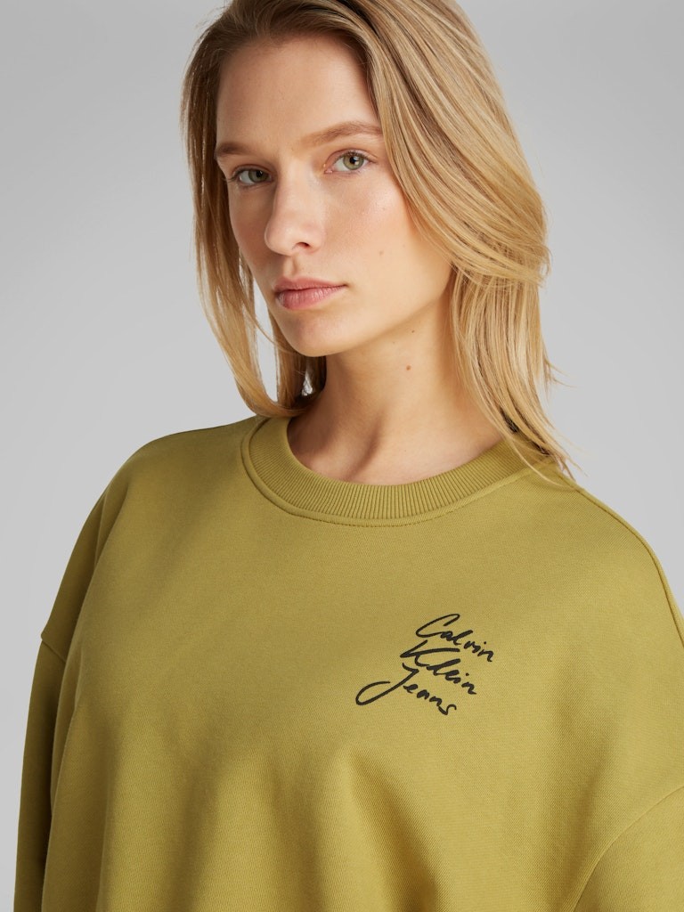 Calvin Klein Pamuk Haki Kadın O Yaka Sweatshirts - J20J224743LMD