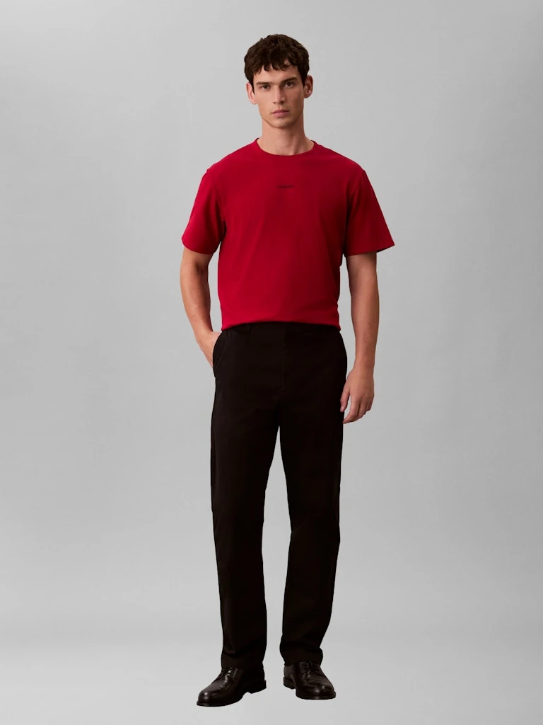 Calvin Klein Erkek Kırmızı Pamuk O Yaka Kısa Kolu T-Shirt