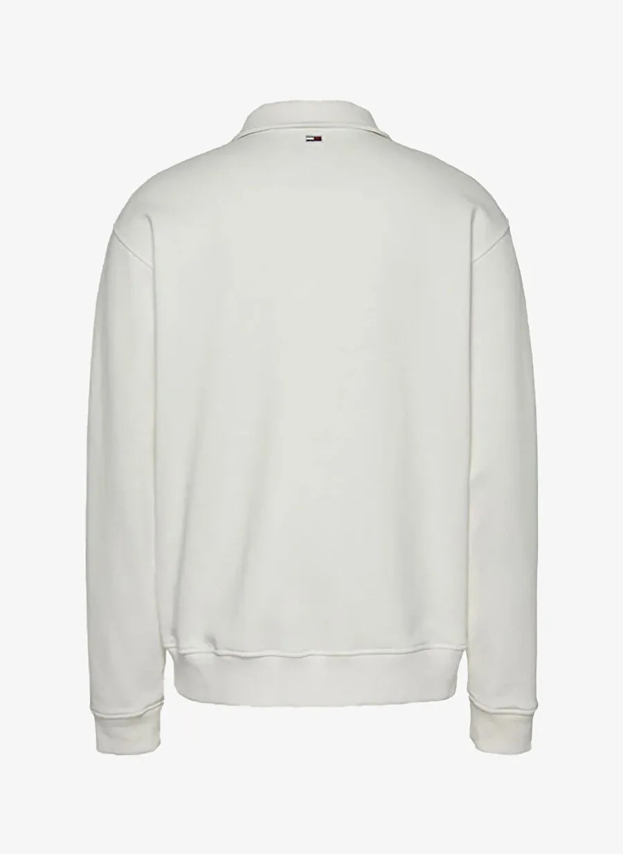 Tommy Hilfiger Erkek Fermuarlı Regular Fit Beyaz Sweatshirt - DM0DM21263YAC