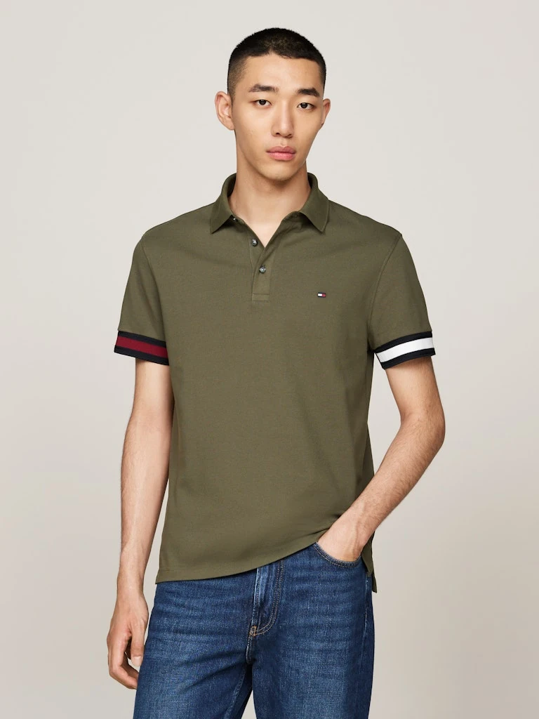 Tommy Hilfiger Erkek Haki Düğmeli Polo Yaka T Shirt