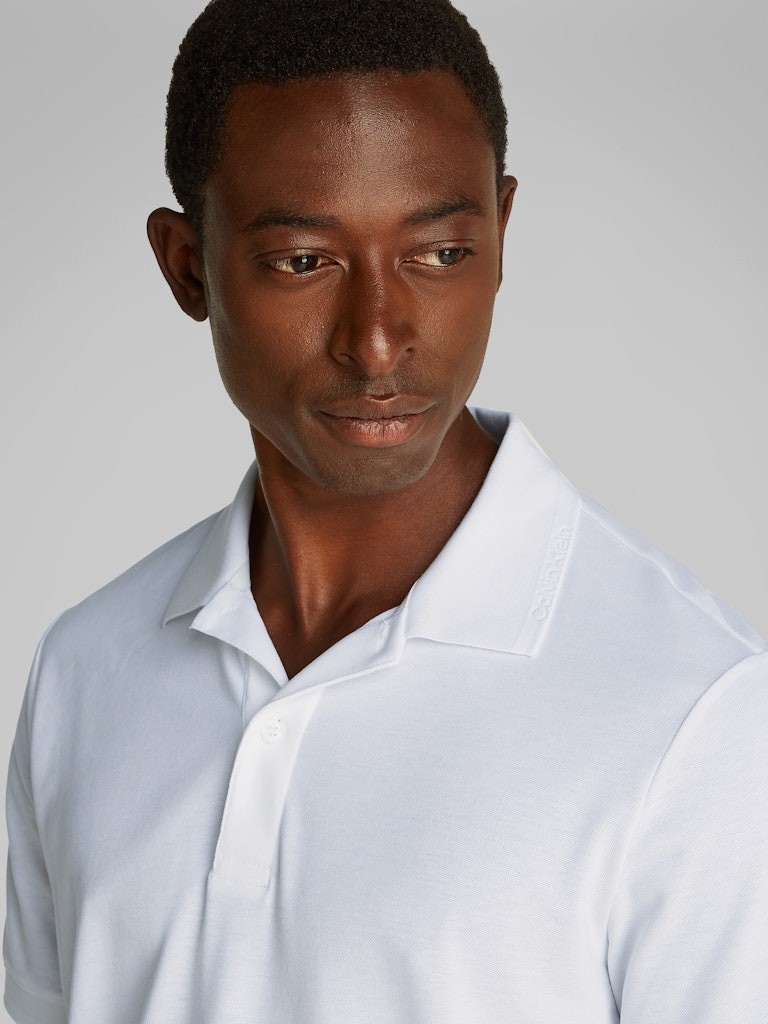 Calvin Klein Organik Pamuk Beyaz Erkek Kısa Kollu Düğmeli Polo Yaka T-Shirt - K10K114484YAF