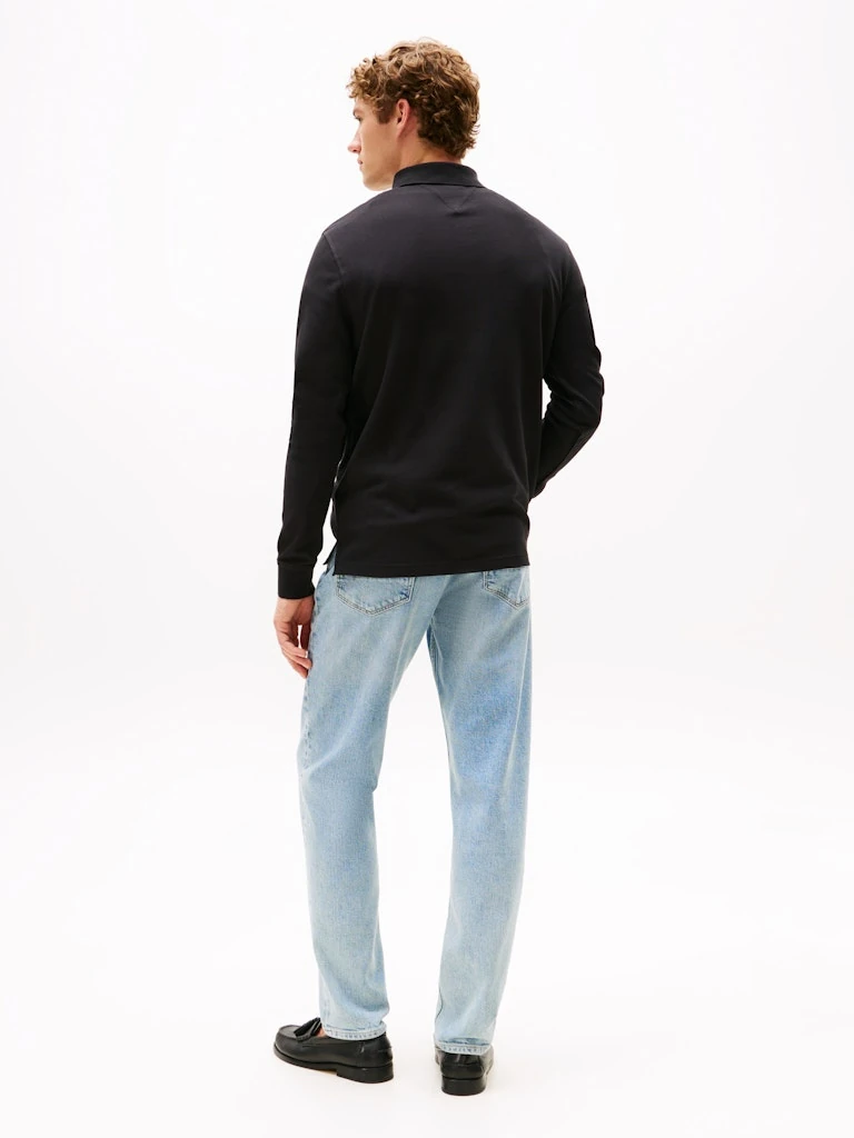 Tommy Hilfiger Erkek Siyah Uzun Kollu Polo Yaka T Shirt