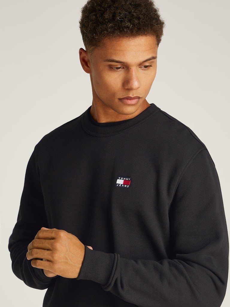 Tommy Hilfiger Erkek Logolu Siyah Sweatshirt - DM0DM20660BDS