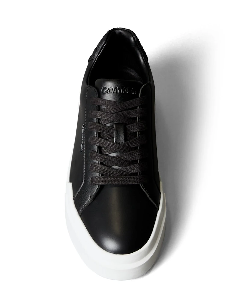 Calvin Klein Kadın Siyah Deri Kısa Taban Sneakers