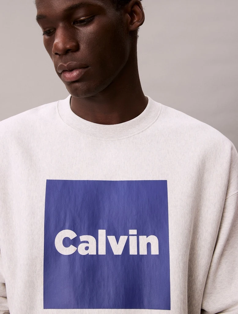 Calvin Klein Erkek Beyaz O Yaka Sweatshirt