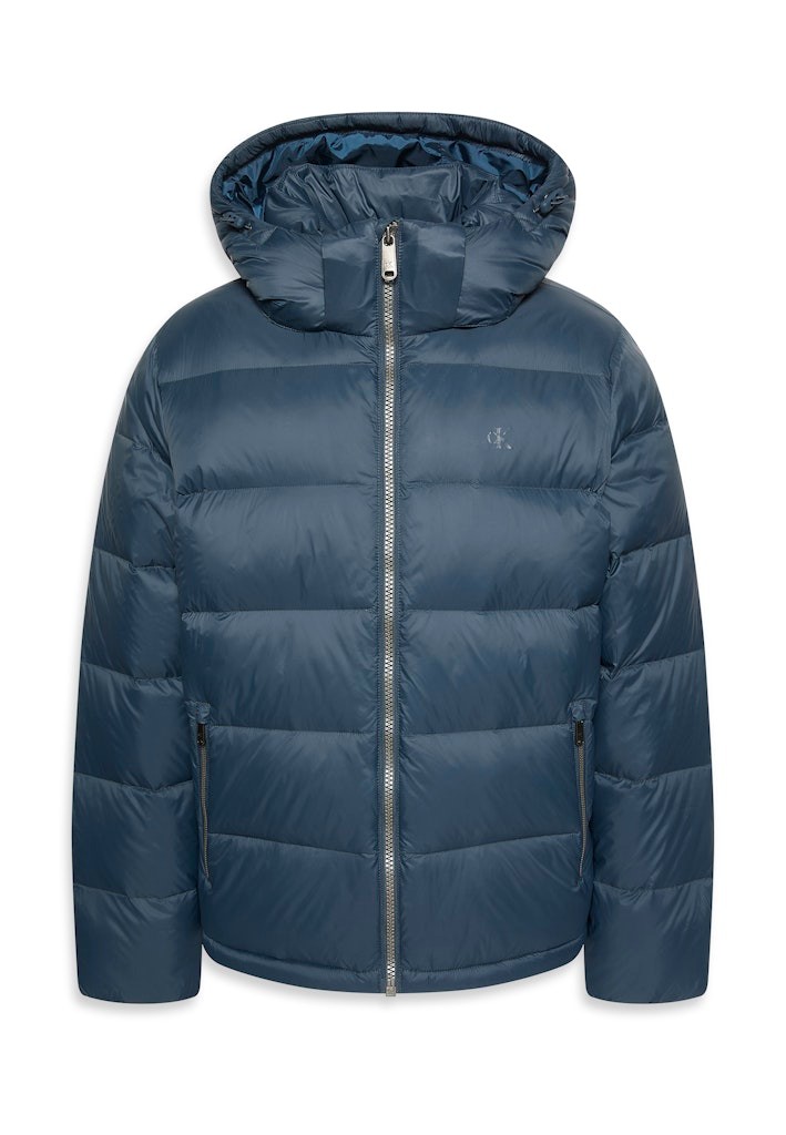 Calvin Klein Erkek Lacivert Kaz Tüyü Puffer Kapşonlu Kaban