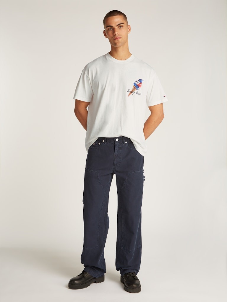 Tommy Hilfiger Pamuk Beyaz Erkek Kısa Kollu T-Shirt - DM0DM20352YBL