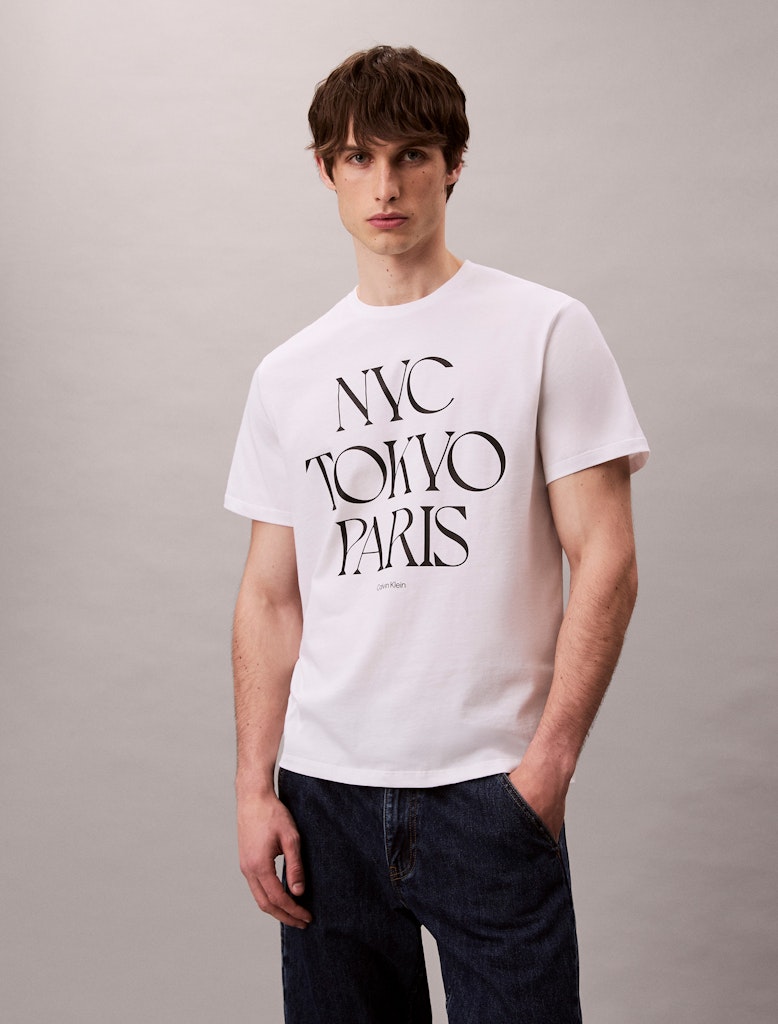 Calvin Klein Erkek Beyaz  O Yaka  T-Shirt