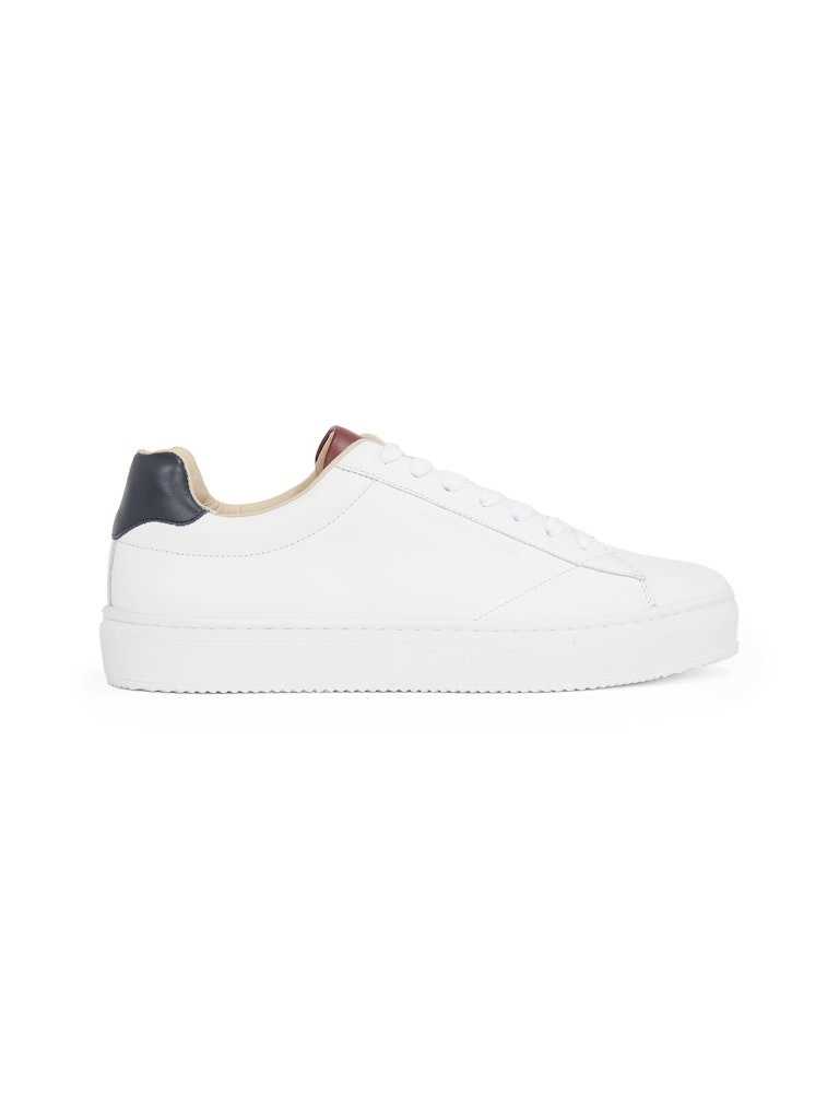 Tommy Hilfiger Deri Beyaz Erkek Kısa Taban Sneakers - FM0FM054120K5
