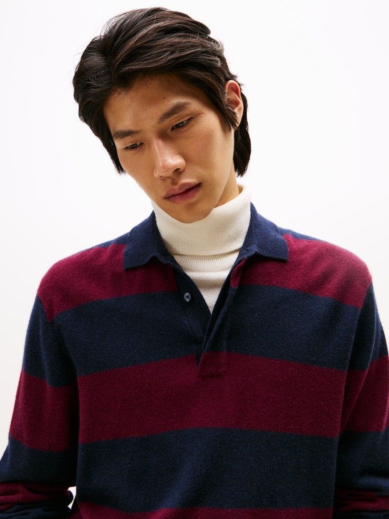 Tommy Hilfiger Erkek Lacivert Polo Yaka Triko