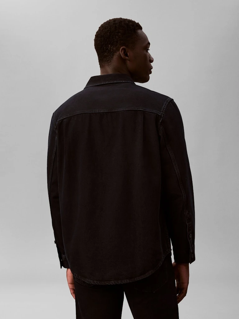 Calvin Klein Erkek Siyah Denim Rahat Kesim Uzun Kollu Gömlek