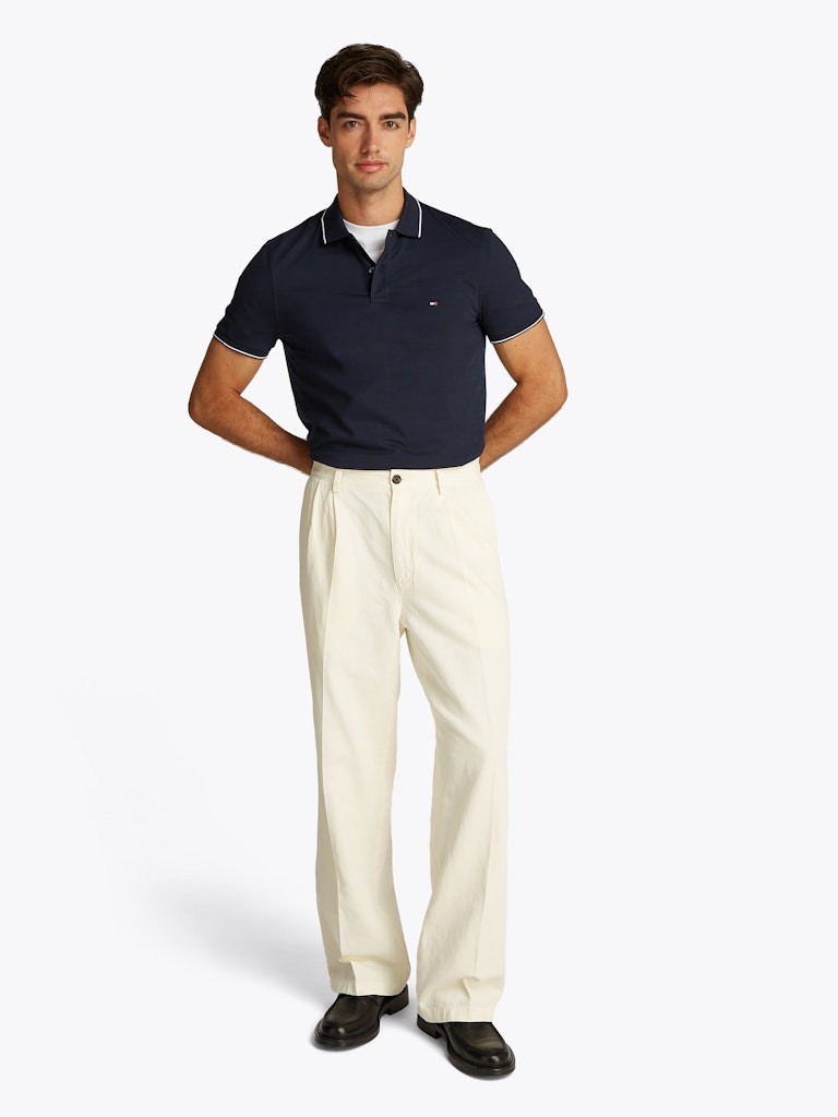 Tommy Hilfiger Pamuk Lacivert Erkek Kısa Kollu Düğmeli Polo Yaka T-Shirt - MW0MW37310DW5