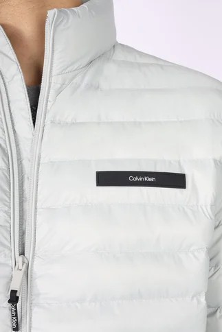 Calvin Klein Erkek Kapitone Kumaşlı Fermuar Kapamalı Gri Ceket - K10K113474PEB