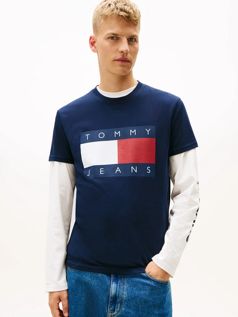 Tommy Hilfiger Erkek Lacivert Pamuk 0 Yaka Kısa Kolu T-Shirt