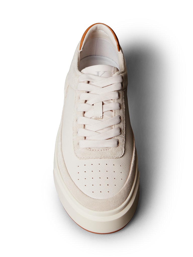Calvin Klein Kadın Bej Deri Kısa Taban Basket Sneakers