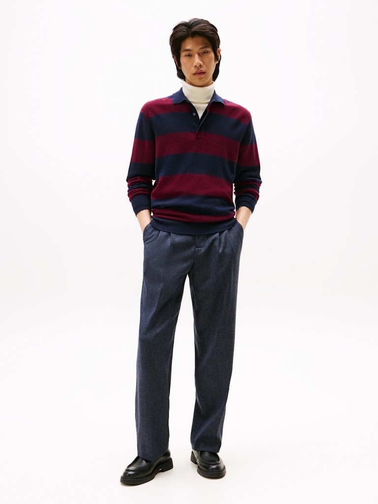 Tommy Hilfiger Erkek Lacivert Polo Yaka Triko