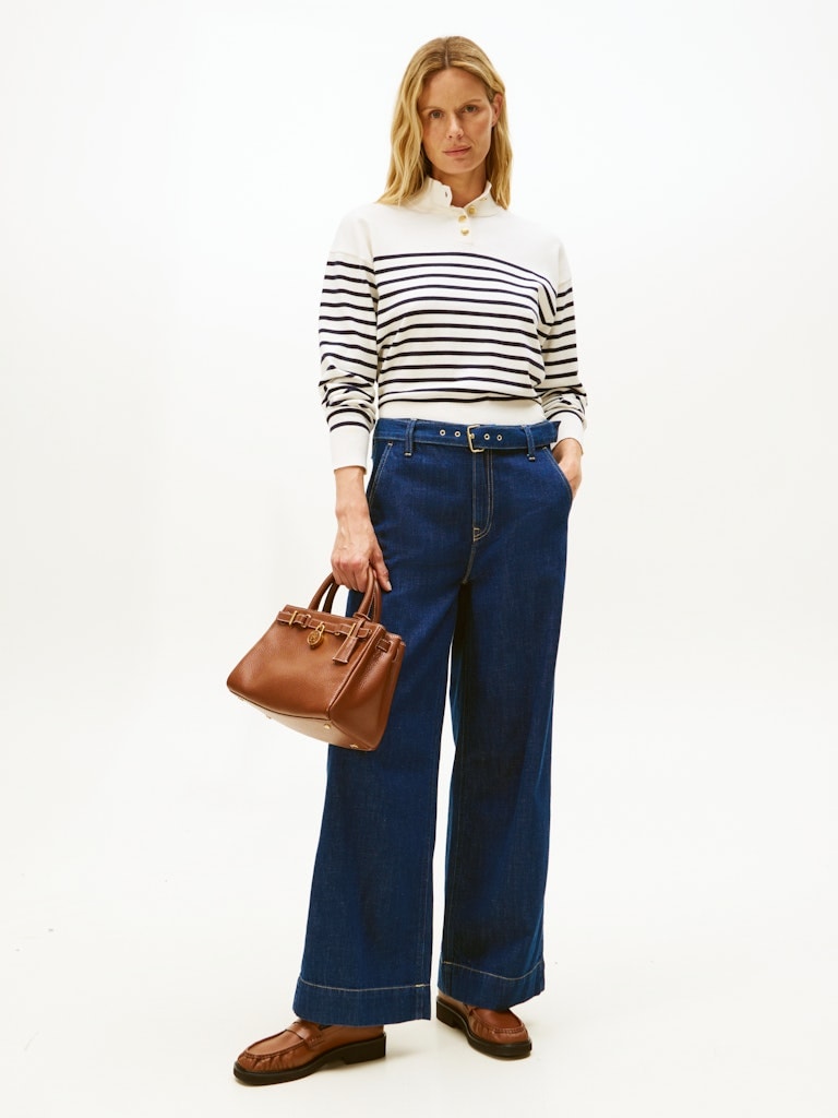 Tommy Hilfiger Kadın Lacivert Yarım Boğazlı Düğmeli Triko