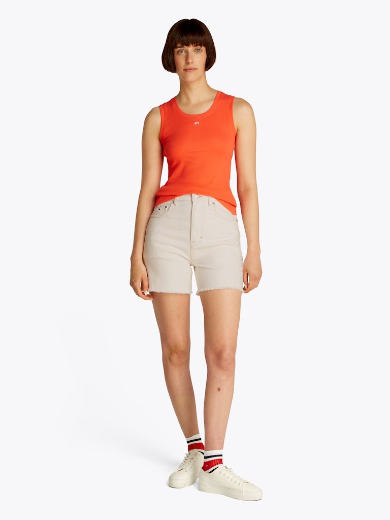 Tommy Hilfiger Rejeneratif Pamuk Beyaz Kadın 5 Cep Mom Şort - DW0DW200931CE