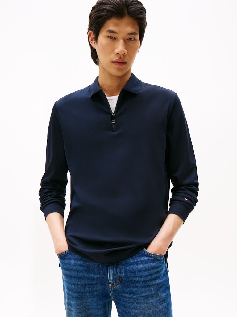 Tommy Hilfiger Erkek Lacivert Uzun Kollu Polo T-Shirt