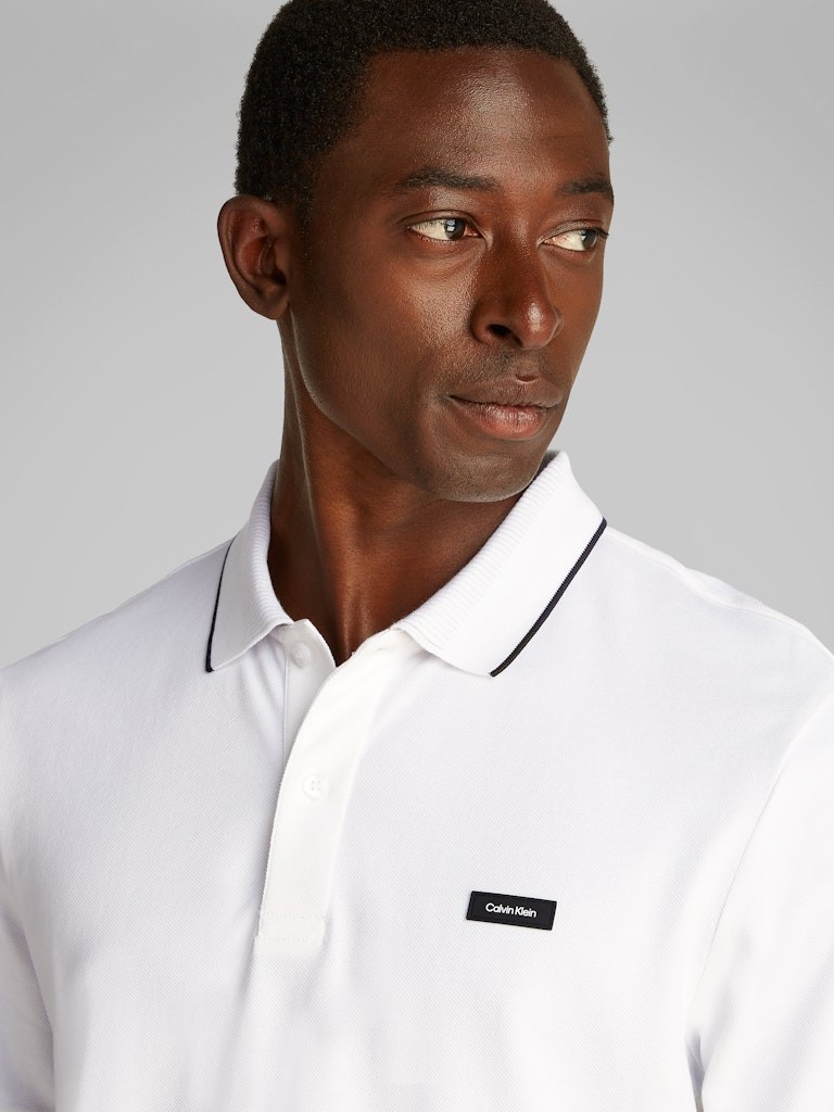 Calvin Klein Organik Pamuk Beyaz Erkek Kısa Kollu Düğmeli Polo Yaka T-Shirt - K10K114141YAF