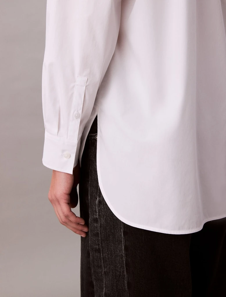 Calvin Klein Kadın Beyaz Poplin Rahat Kesim Gömlek