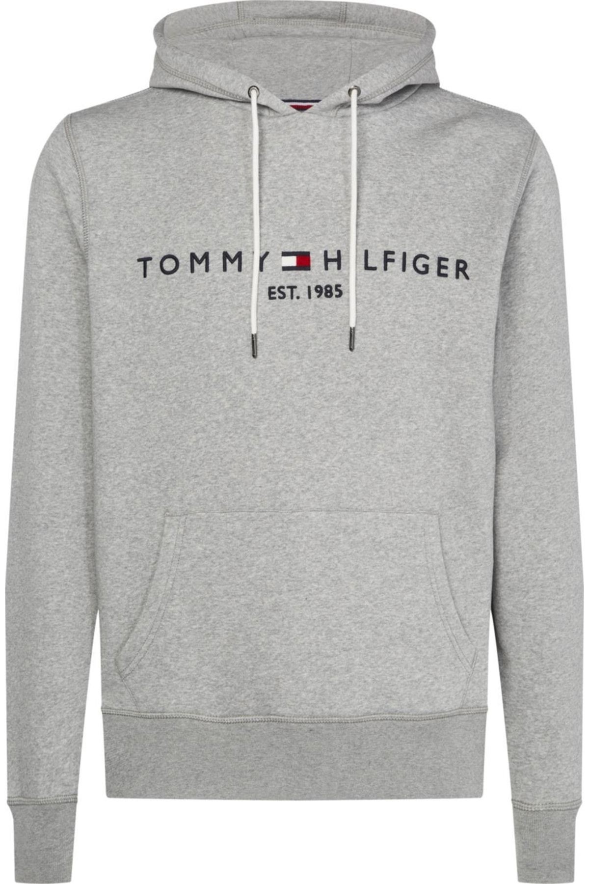 Tommy Hilfiger Pamuk Gri Erkek Kapşonlu Sweatshirts