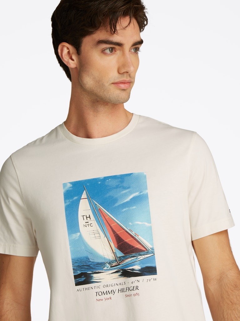 Tommy Hilfiger Rejeneratif Pamuk Sarı Erkek Kısa Kollu T-Shirt - MW0MW38615Z00