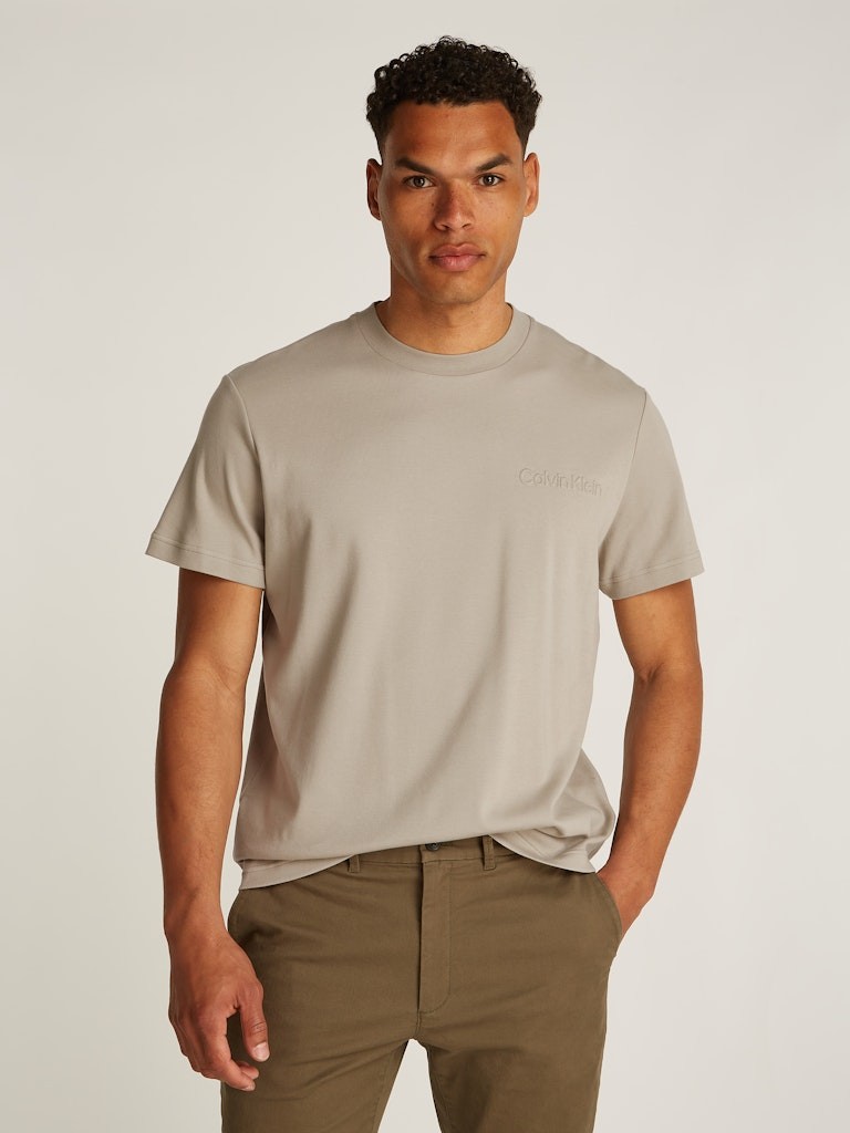 Calvin Klein Organik Pamuk Bej Erkek Kısa Kollu T-Shirt - K10K113737RAJ