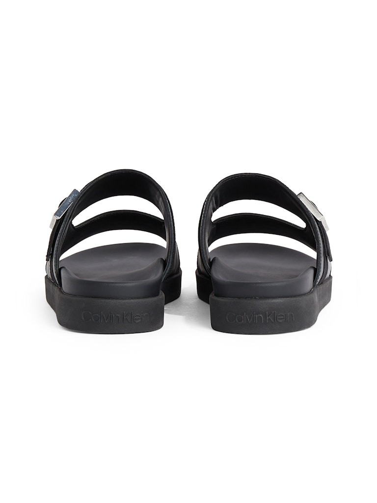 Calvin Klein Deri Siyah Erkek Kısa Taban Çift Bantlı Sandalet - HM0HM01755BEH