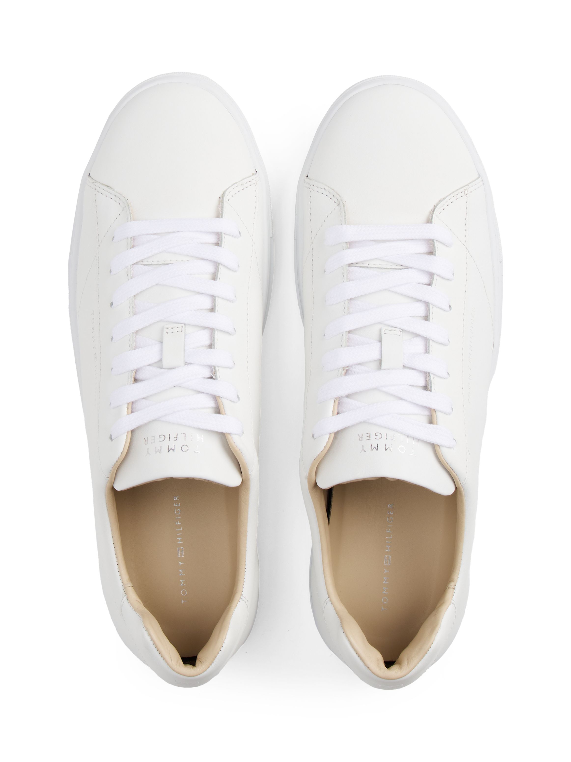 Tommy Hilfiger Deri Beyaz Erkek Kısa Taban Sneakers - FM0FM05412YBS