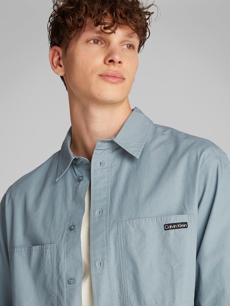 Calvin Klein Poplin Gri Erkek Uzun Kollu Gömlek - J30J326721PC2