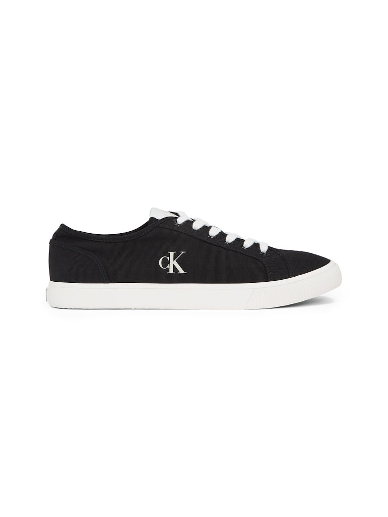 Calvin Klein Pamuk Siyah Erkek Kısa Taban Sneakers - YM0YM012090GM
