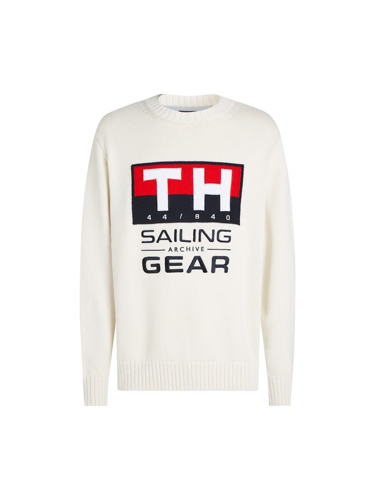 Tommy Hilfiger Organik Pamuk Beyaz Erkek Uzun Kollu Yelkenci Triko - MN0MN00017YBI