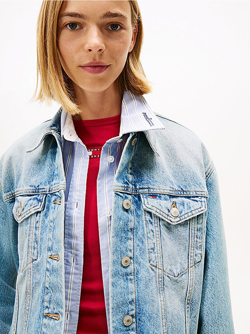 Tommy Hilfiger Kadın Cropped Trucker Denim Ceket