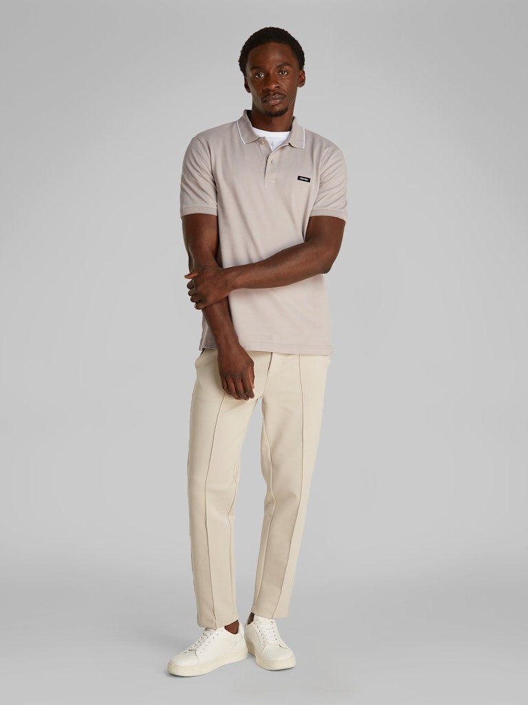 Calvin Klein Organik Pamuk Gri Erkek Kısa Kollu Düğmeli Polo Yaka T-Shirt
