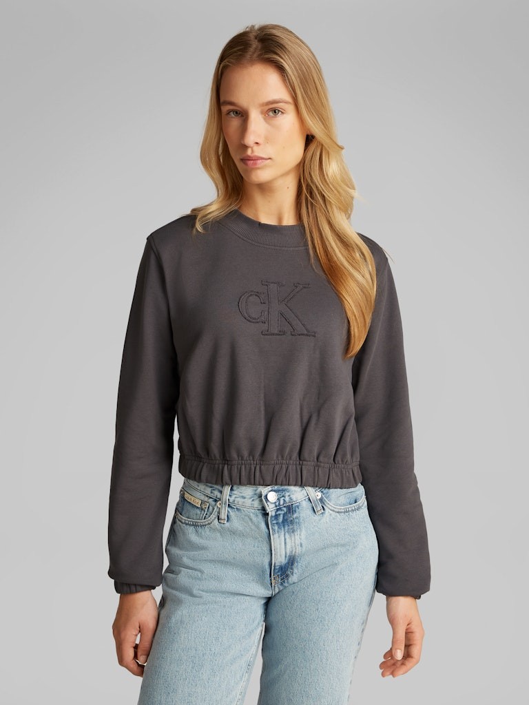 Calvin Klein Rejeneratif Pamuk Gri Kadın O Yaka Sweatshirts - J20J225363PMP