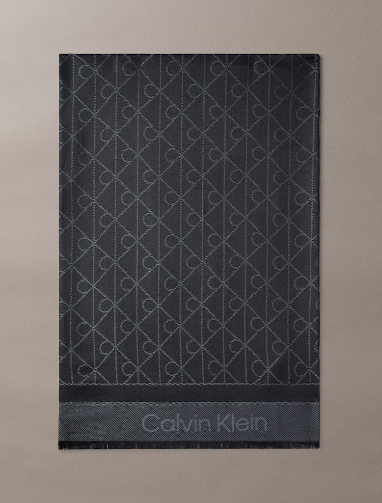 Calvin Klein Erkek Siyah Logolu Şal