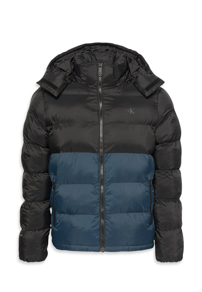 Calvin Klein Erkek Siyah  Puffer Kapşonlu Mont
