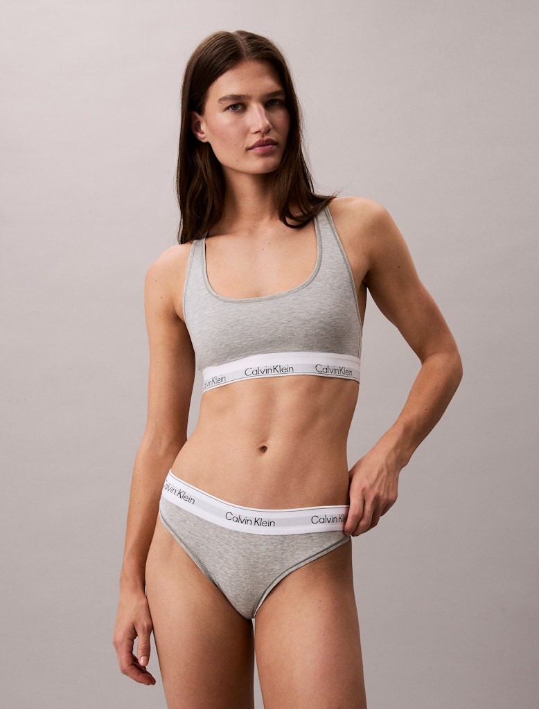 Calvin Klein Kadın Gri Pamuk Külot String  Külot