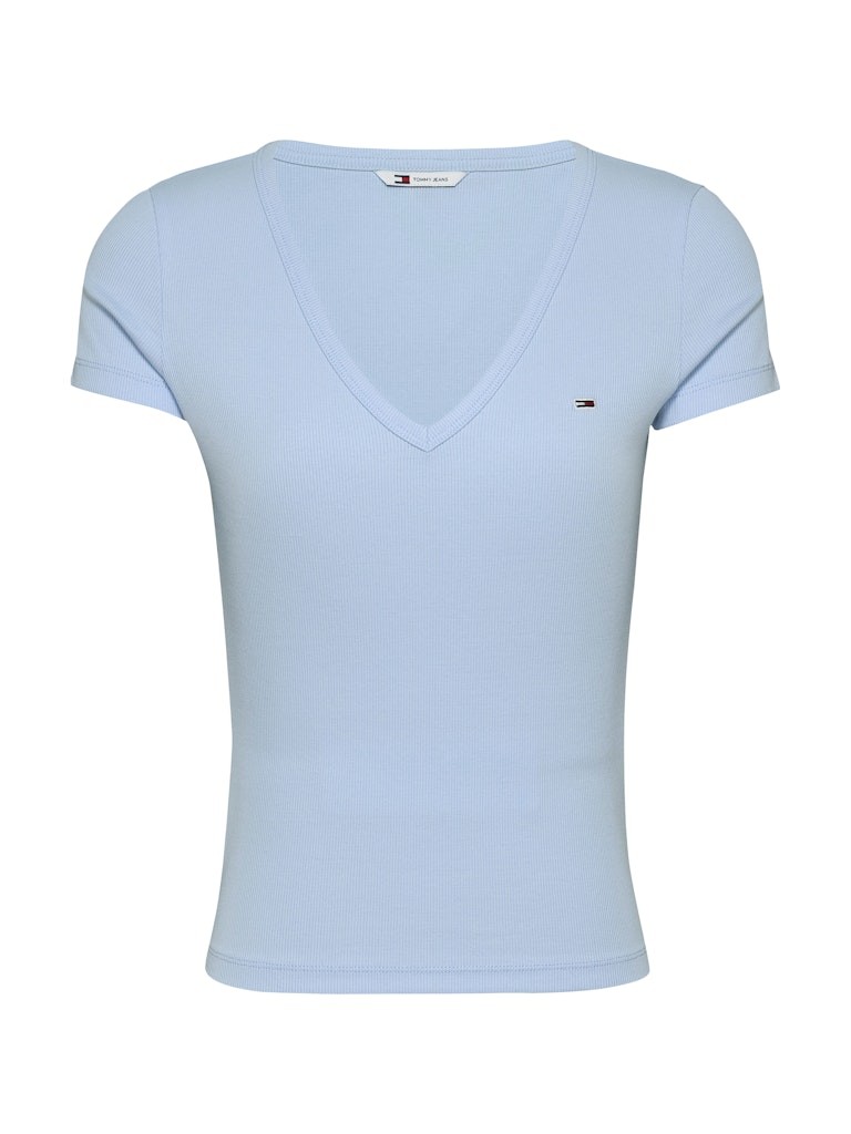 Tommy Hilfiger Rejeneratif Pamuk Mavi Kadın Kısa Kollu T-Shirt - DW0DW17385C3Q