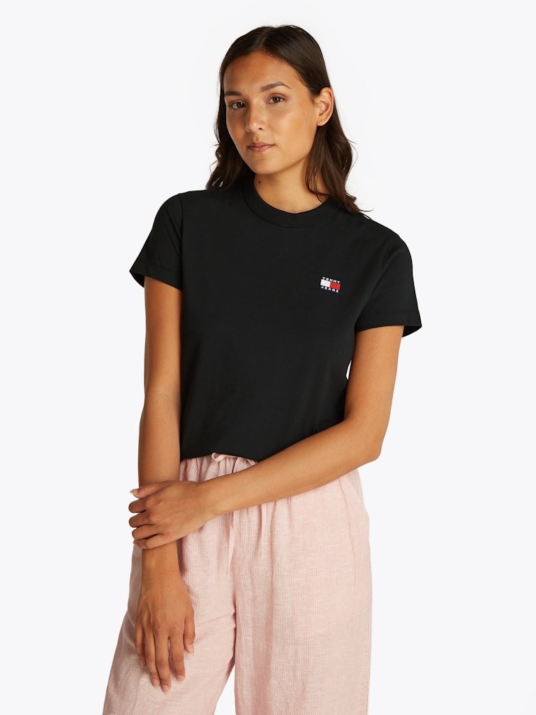 Tommy Hilfiger Rejeneratif Pamuk Siyah Kadın Kısa Kollu T-Shirt - DW0DW20153BDS