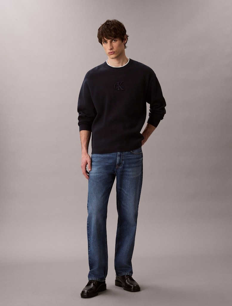 Calvin Klein Erkek Lacivert Viskon O Yaka Triko