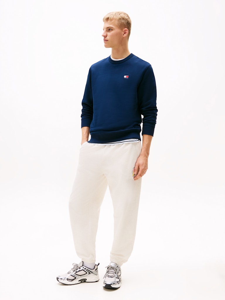 Tommy Hilfiger Erkek Mavi Reg Badge Crew Sweatshirt