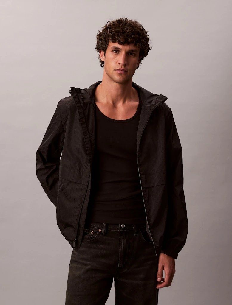 Calvin Klein Erkek Rüzgarlık Kapşonlu Siyah Mont